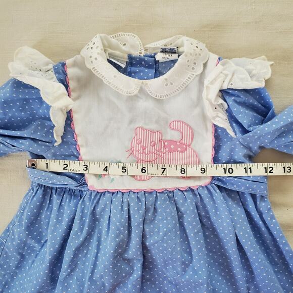 Vintage Kitty Blue Dotted Dress 3t - Picture 3 of 5
